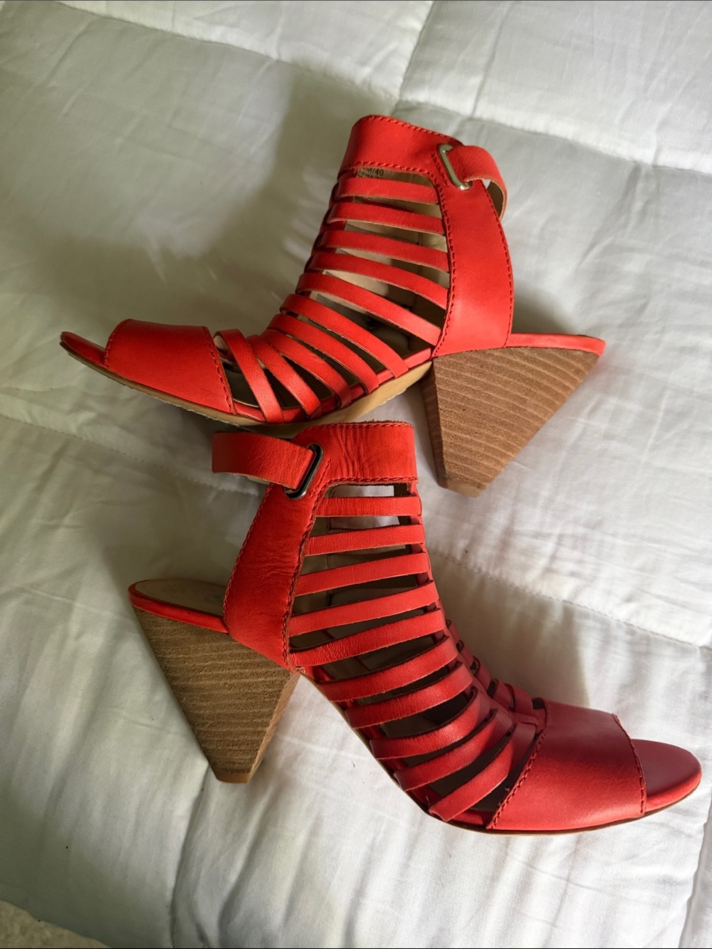Vince Camuto Red Strappy Cone Heel Sandals